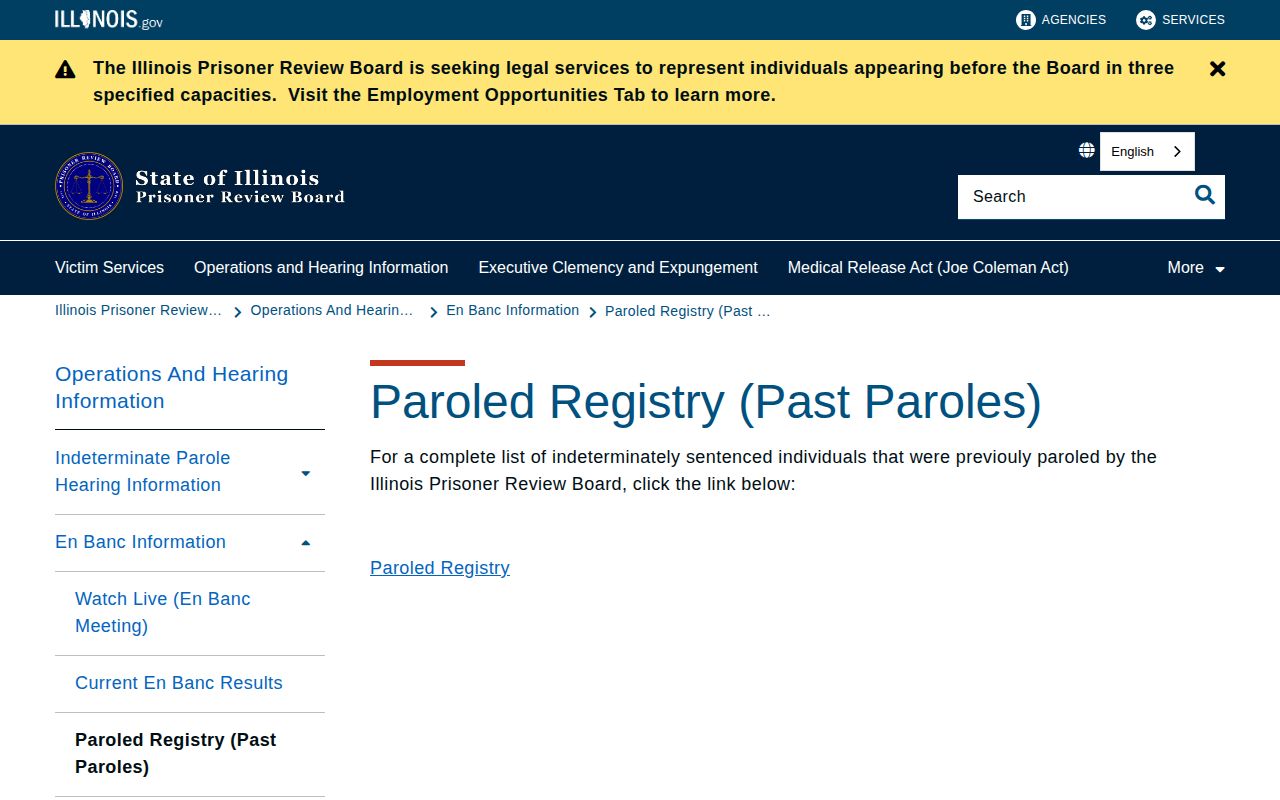 Perry County parole historical registry access