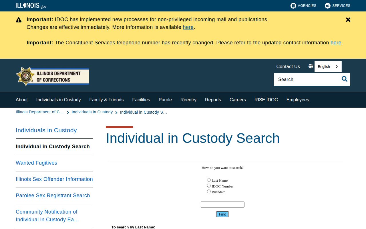 Perry County IDOC released inmate search interface